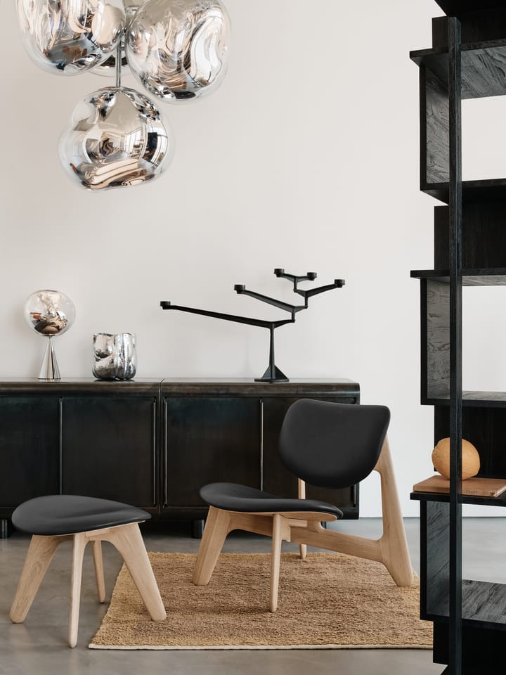 Krzesło lounge tapicerowane siedzisko Slab, Naturalny dąb-czarna skóra Tom Dixon