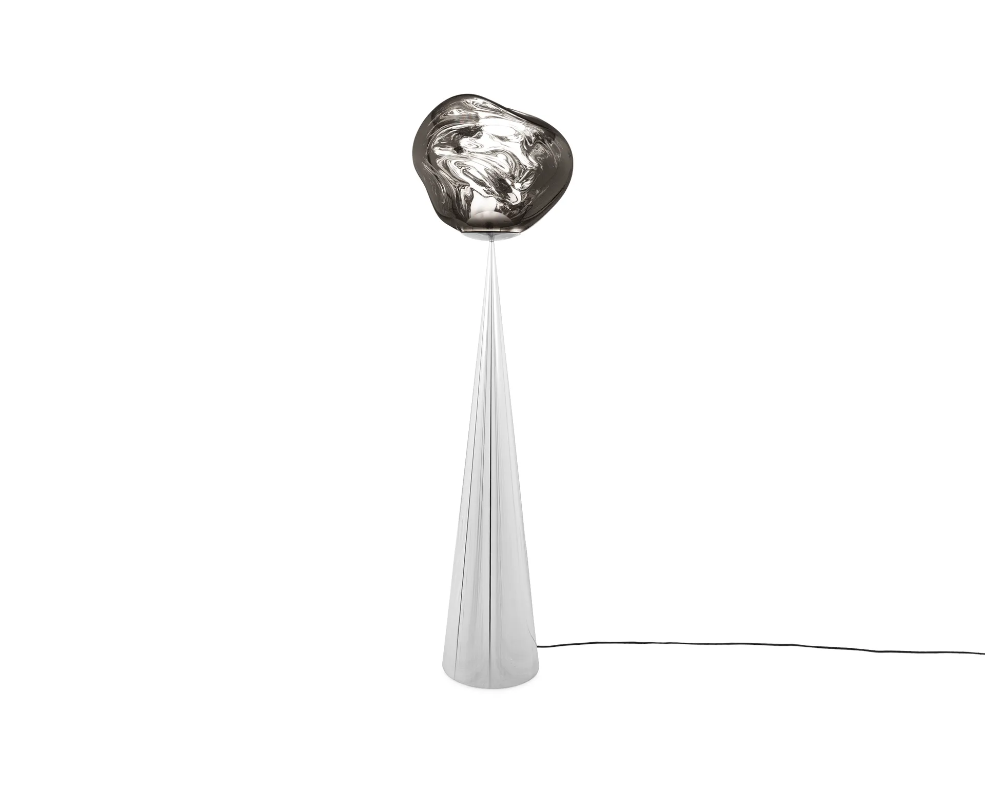 Lampa podłogowa Melt Cone Fat LED 174,5 cm, Srebrny-srebrny Tom Dixon