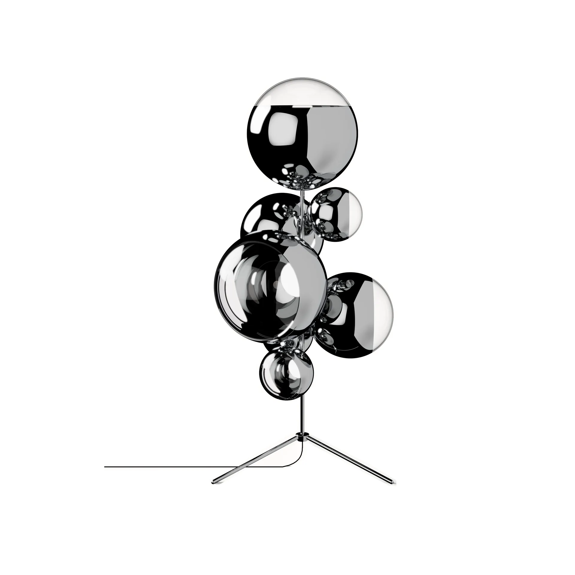 Lampa podłogowa Mirror Ball Chandelier LED 181 cm, Srebrny Tom Dixon