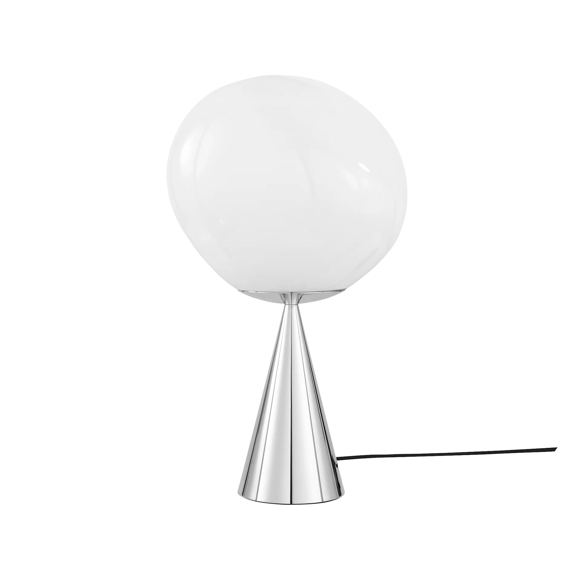 Lampa stołowa Melt Cone Fat LED 46,5 cm, Opal-srebrny Tom Dixon