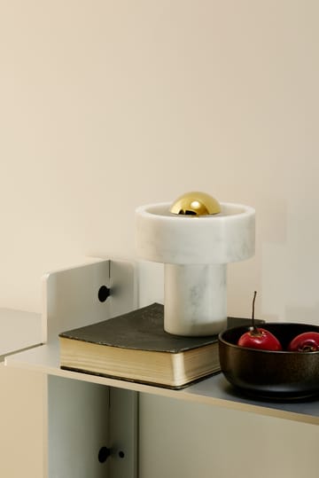 Lampa stołowa przenośna Stone LED 28 cm - Marmur-złoto - Tom Dixon
