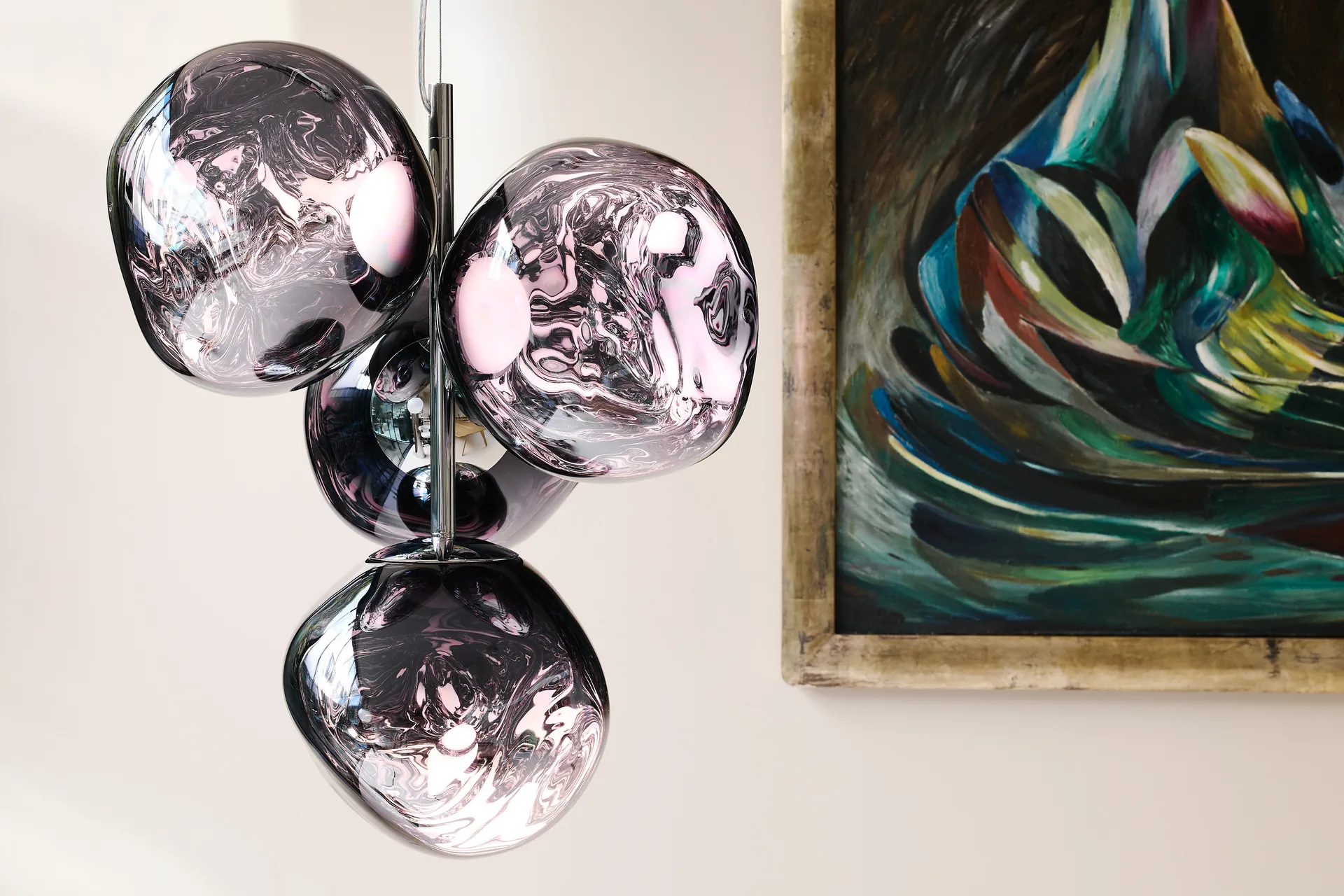 Mini żyrandol Melt Chandelier LED 63,4 cm, Dymny Tom Dixon