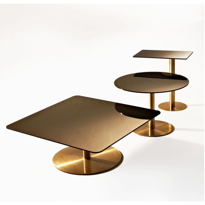 Stolik kawowy Flash 80x80 cm, Czarne szkło lustra-czarna rama Tom Dixon