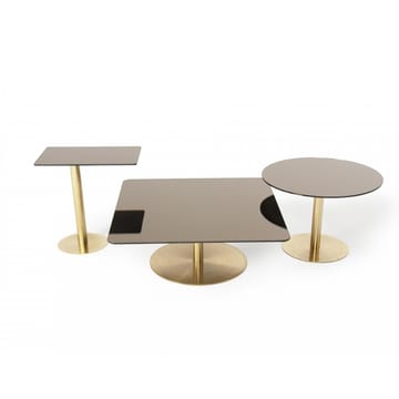 Stolik kawowy Flash 80x80 cm - Czarne szkło lustra-czarna rama - Tom Dixon