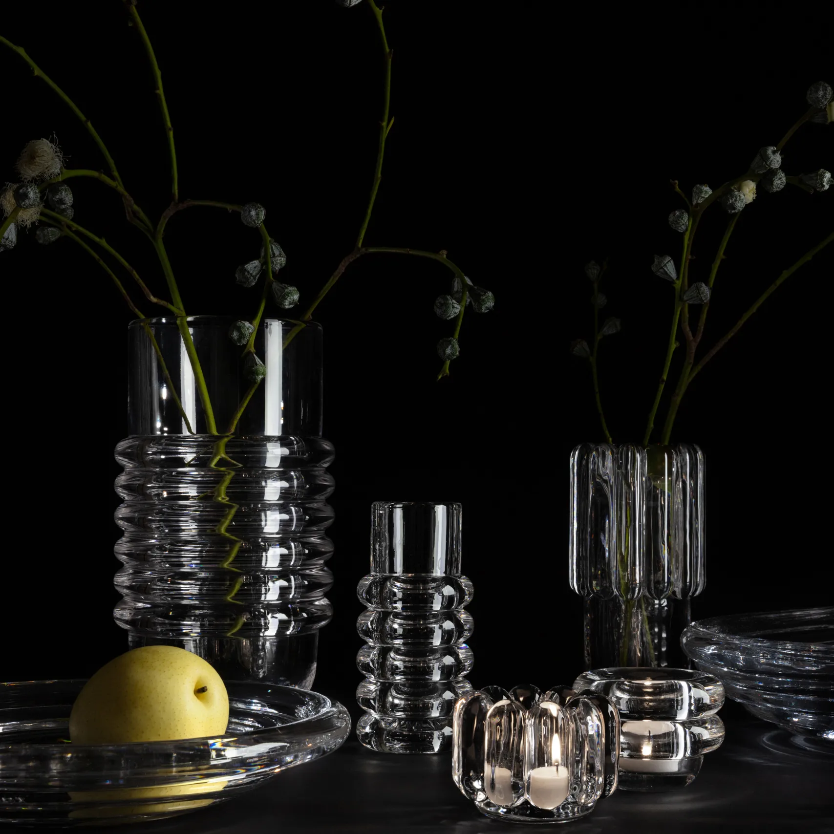 Świecznik Press Vertical, Przezroczysty Tom Dixon