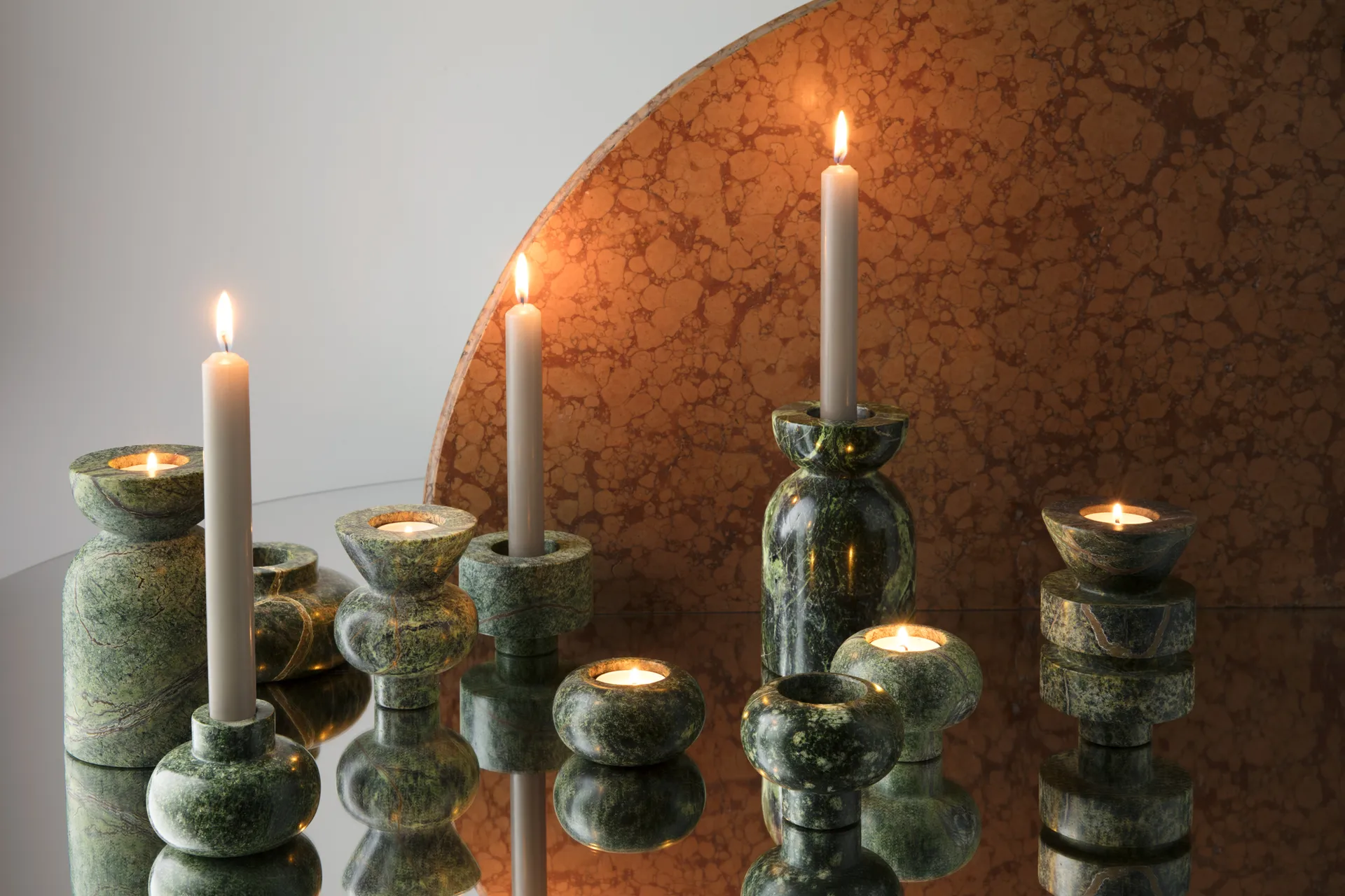 Świecznik Stone 5-częściowy, Zielony Tom Dixon