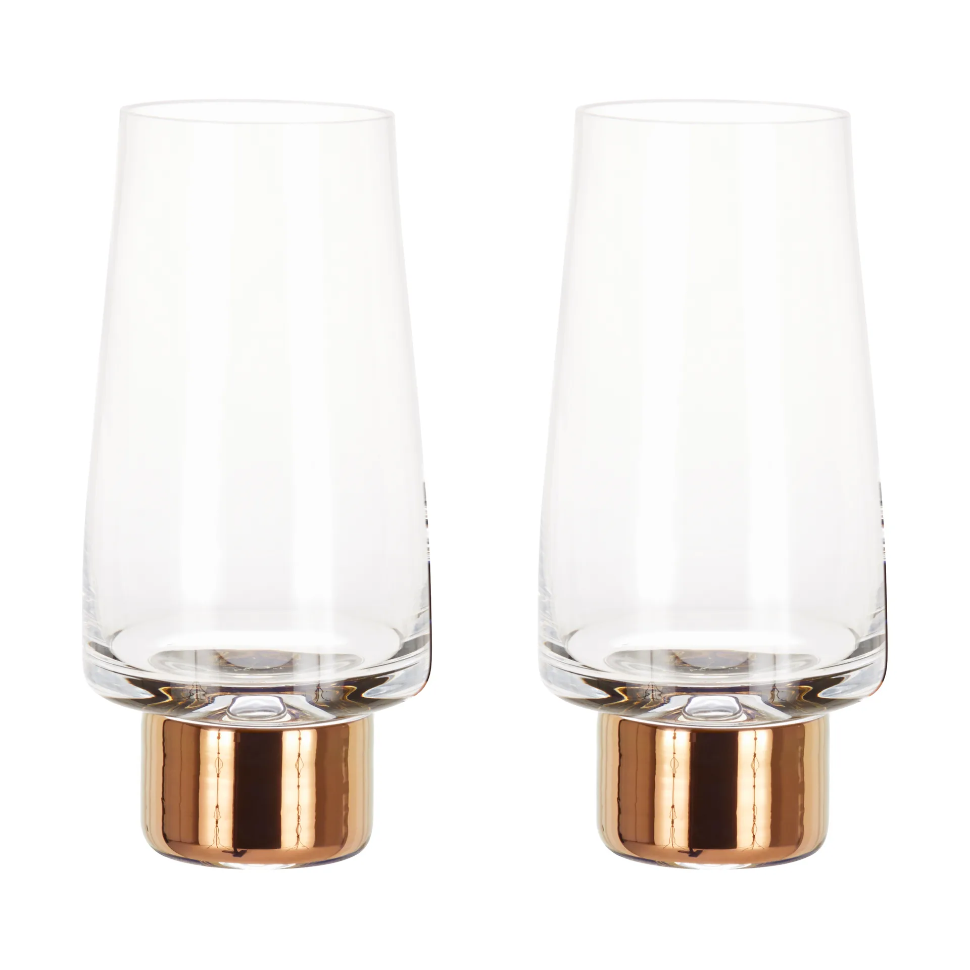 Tank High Ball szklanki do napojów 380 ml, 2‑pak, Przezroczysty-miedziany Tom Dixon