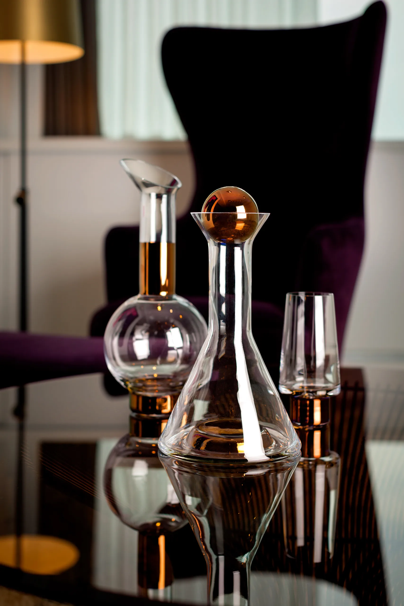 Tank High Ball szklanki do napojów 380 ml, 2‑pak, Przezroczysty-miedziany Tom Dixon