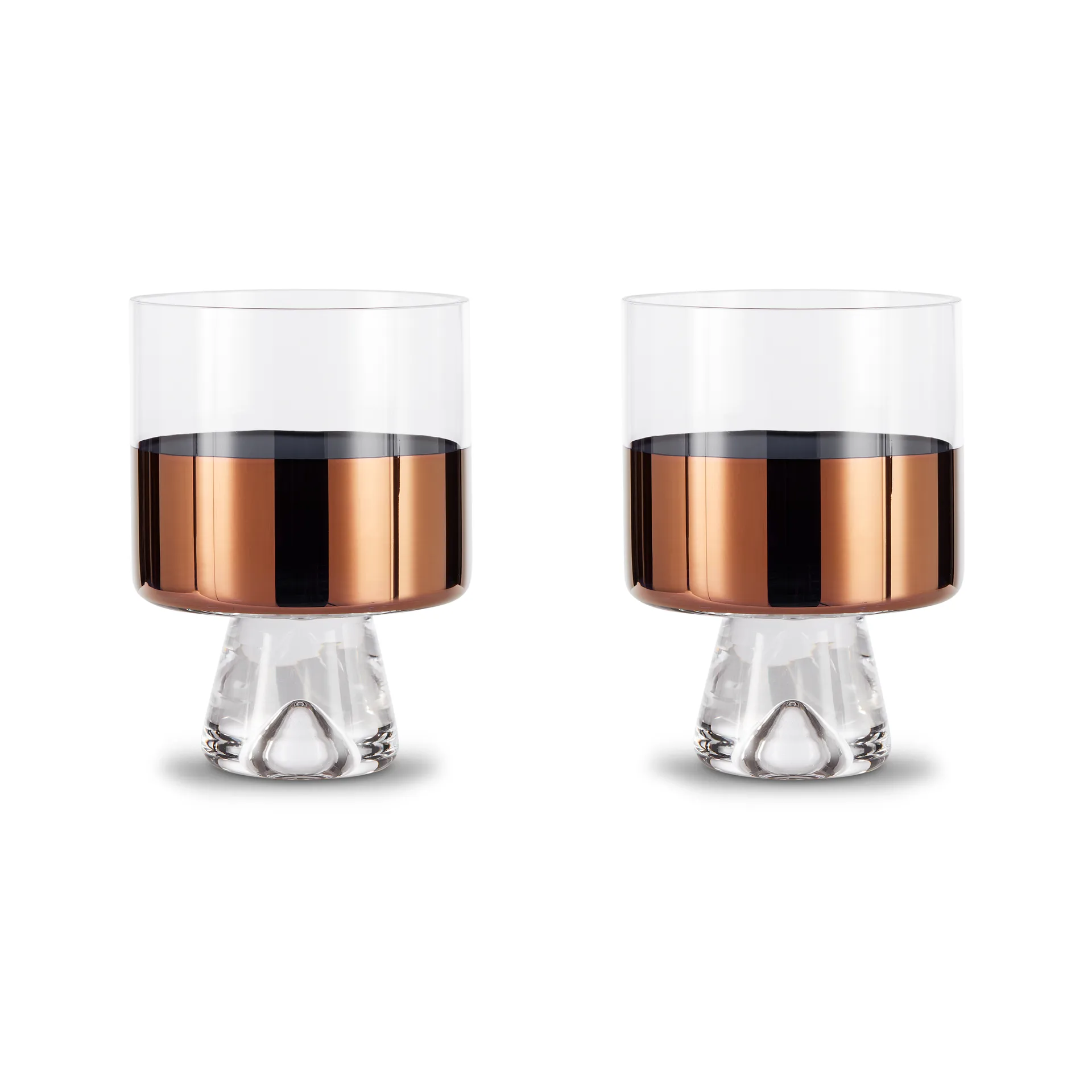 Tank Low Ball szklanki do drinków 240 ml, 2‑pak, Przezroczysty-miedziany Tom Dixon