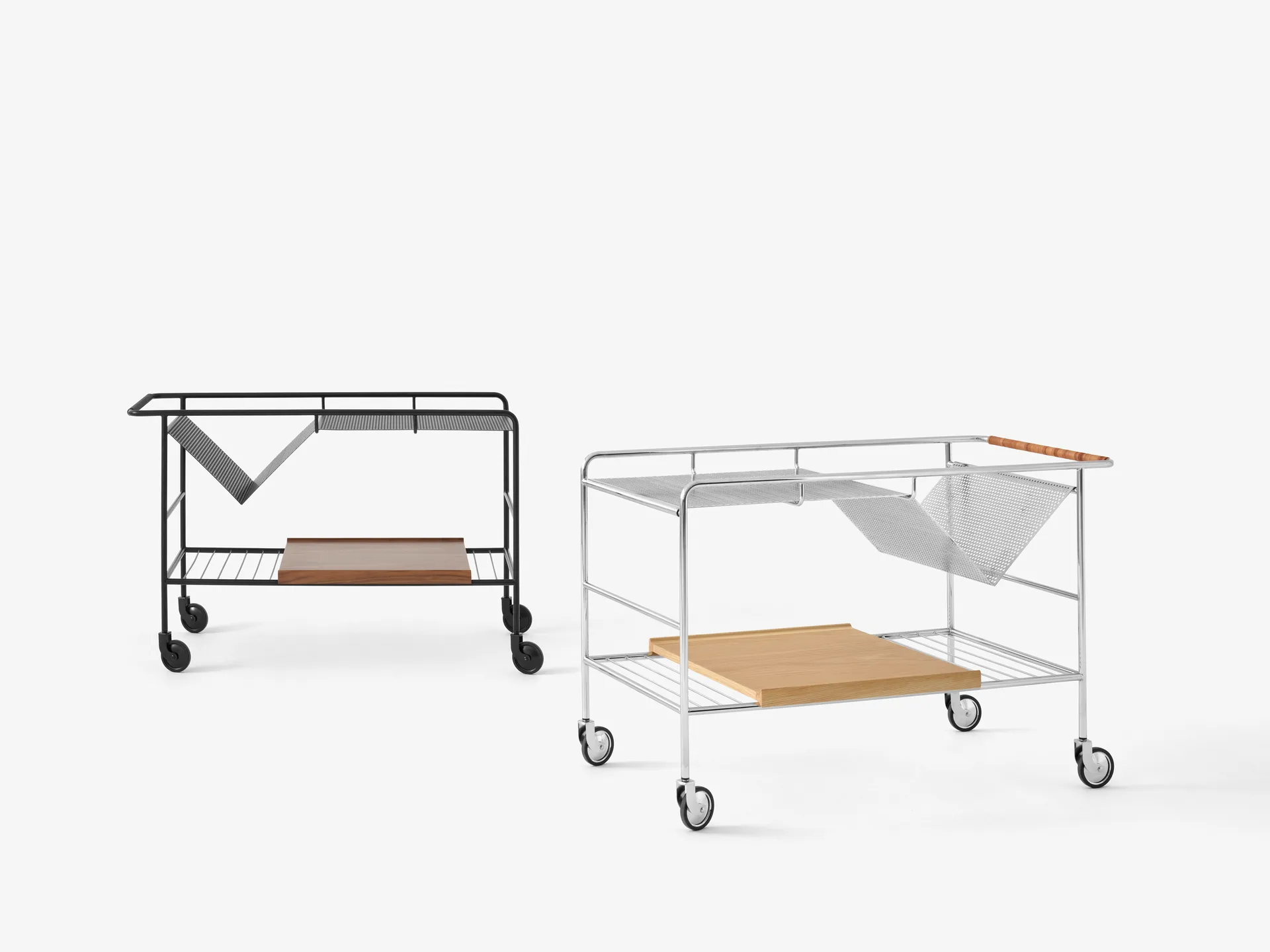 Barek na kółkach Alima orzech lakierowany, Chrom & lakierowany orzech &Tradition