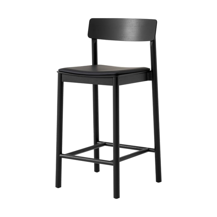 Betty TK14 Counter Chair stołek barowy 65 cm - Noble czarna skóra-jesion lakierowany na czarno - &Tradition