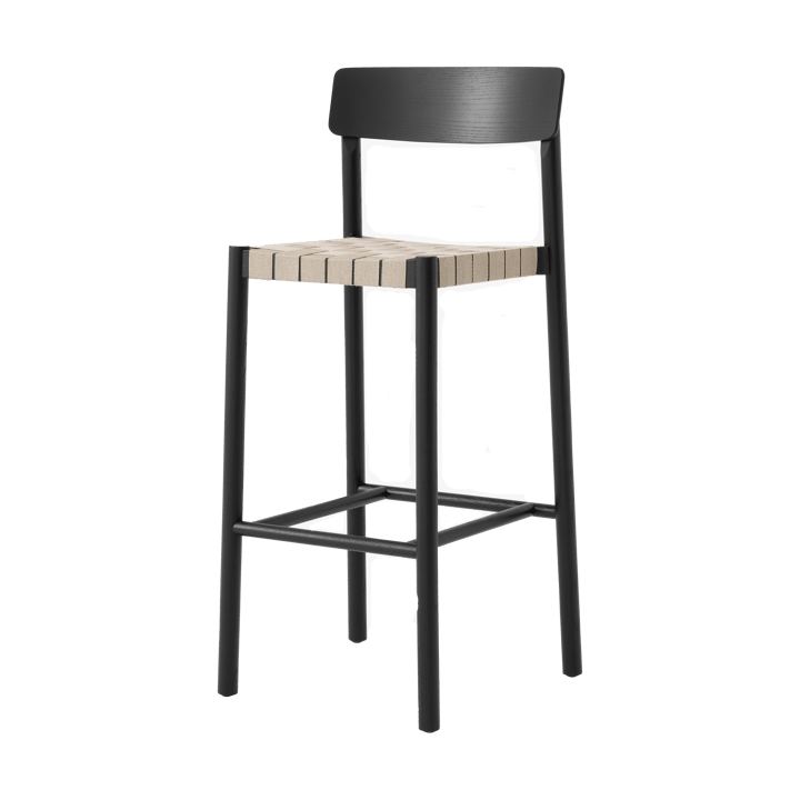 Betty TK15 Bar Chair stołek barowy 75 cm - Jesion lakierowany na czarno-len w kolorze naturalnym - &Tradition