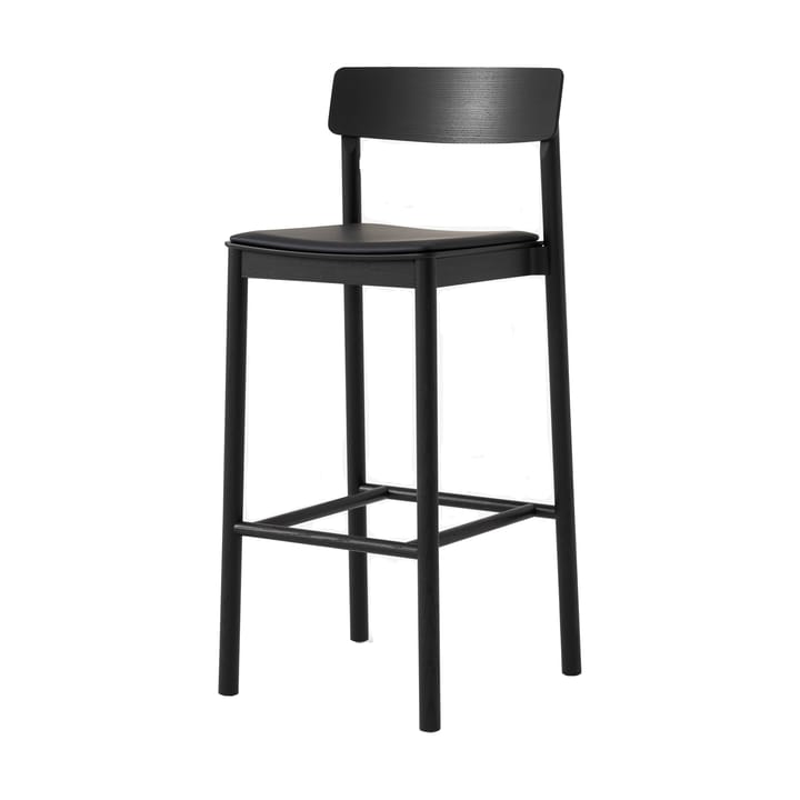 Betty TK17 Bar Chair stołek barowy 75 cm - Noble czarna skóra-jesion lakierowany na czarno - &Tradition