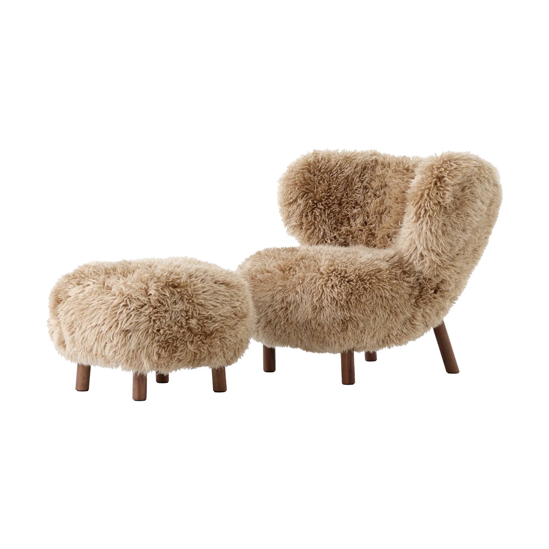 Fotel Little Petra VB1 w. z pufą ATD1, Olejowany orzech-Sheepskin honey &Tradition