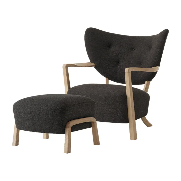 Fotel Wulff Lounge Chair ATD2 z pufą ATD3 - Dąb olejowany-Hallingdal 376 - &Tradition