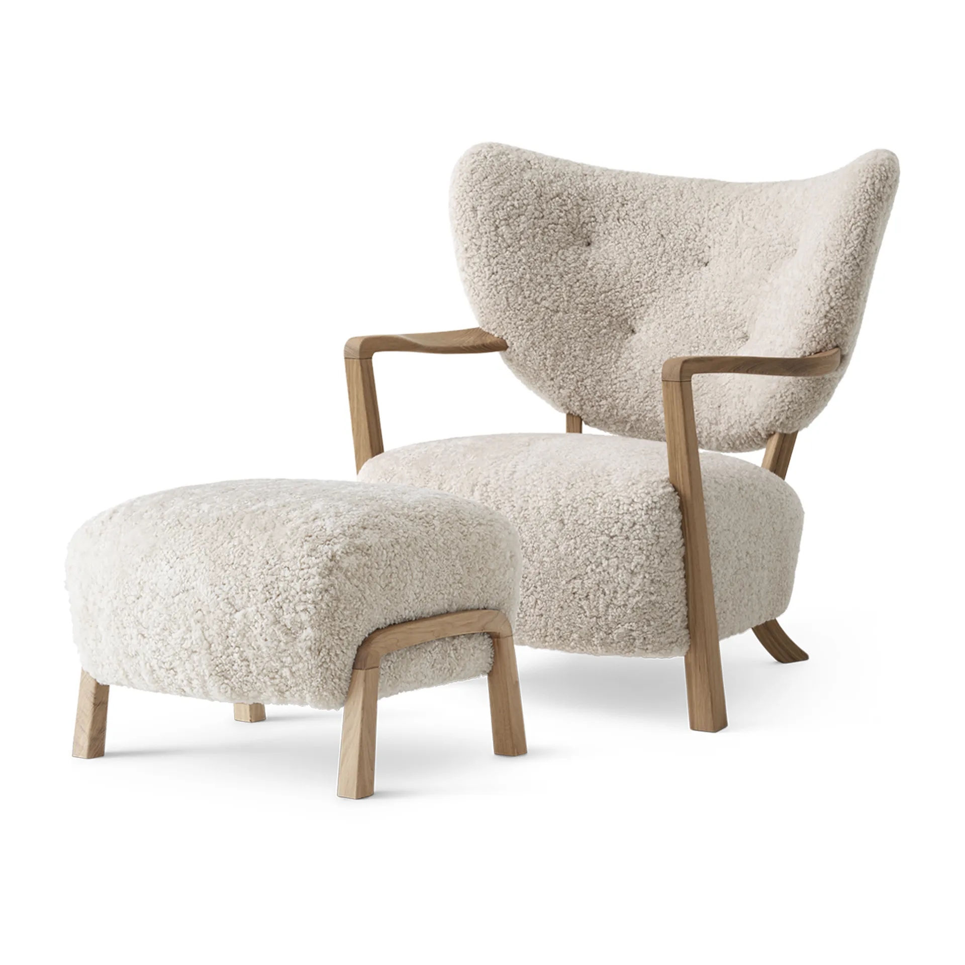 Fotel Wulff Lounge Chair ATD2 z pufą ATD3, Dąb olejowany-Moonlight &Tradition