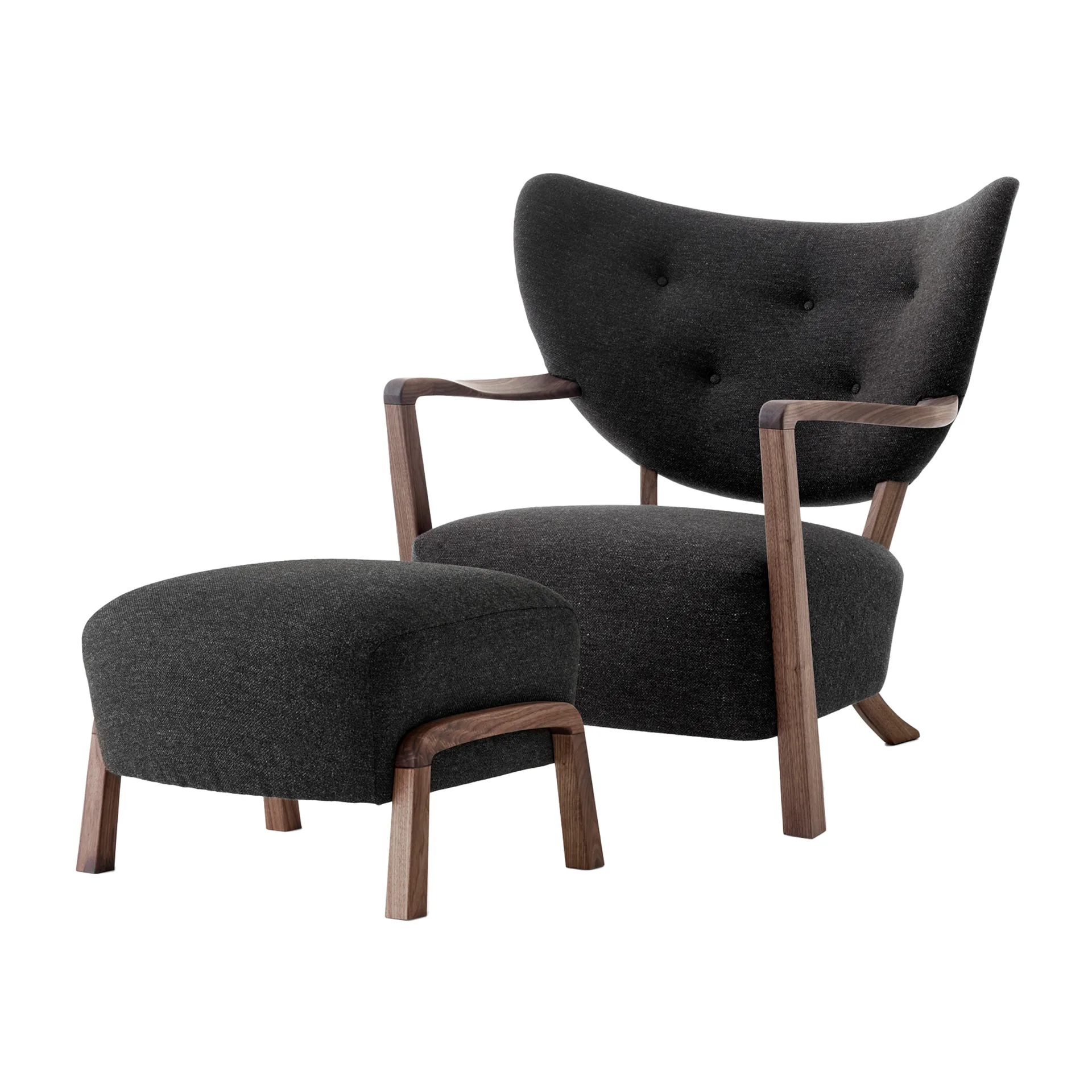 Fotel Wulff Lounge Chair ATD2 z pufą ATD3, Orzech włoski olejowany-Hallingdal &Tradition