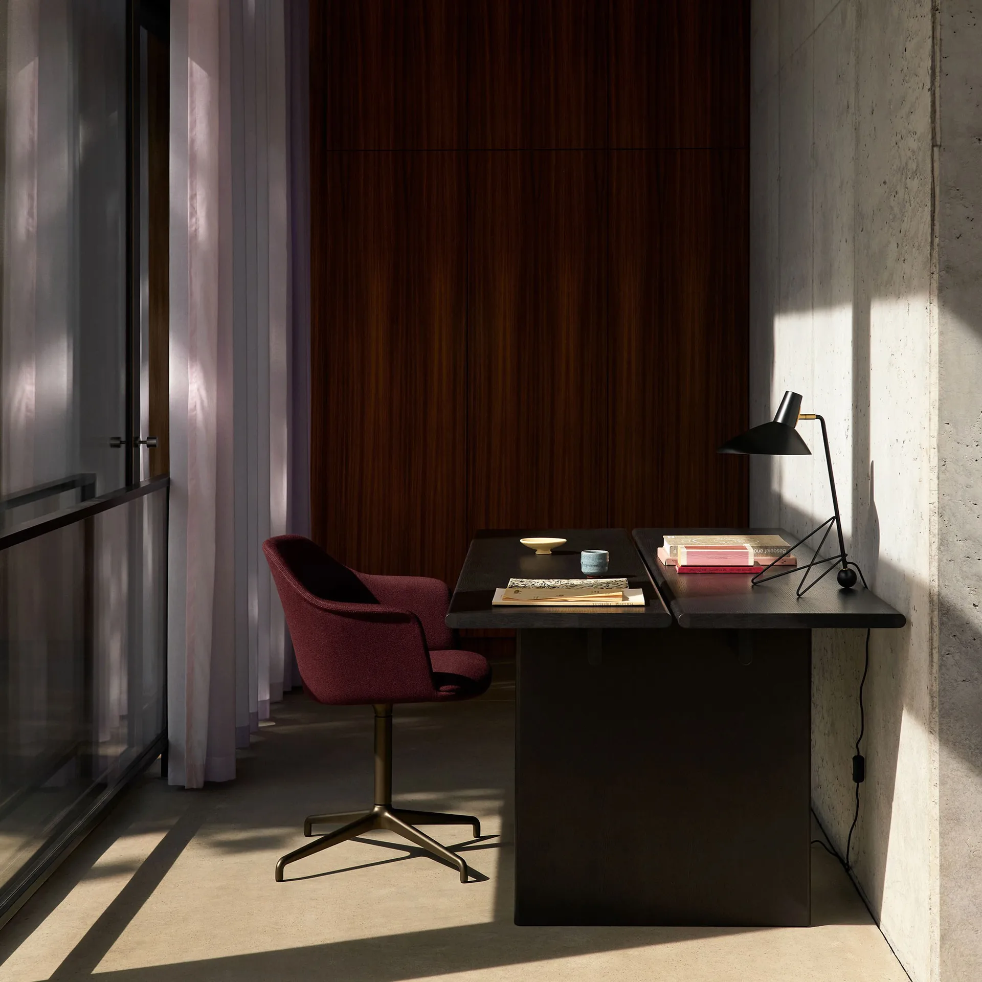 Ita OS1 stół do jadalniany z organizerem na kable 95x200 cm, Dark stained oak &Tradition