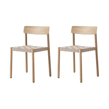 Krzesło Betty TK1, Dąb-naturalna pleciona lniana taśma, zestaw 2 szt. - &Tradition