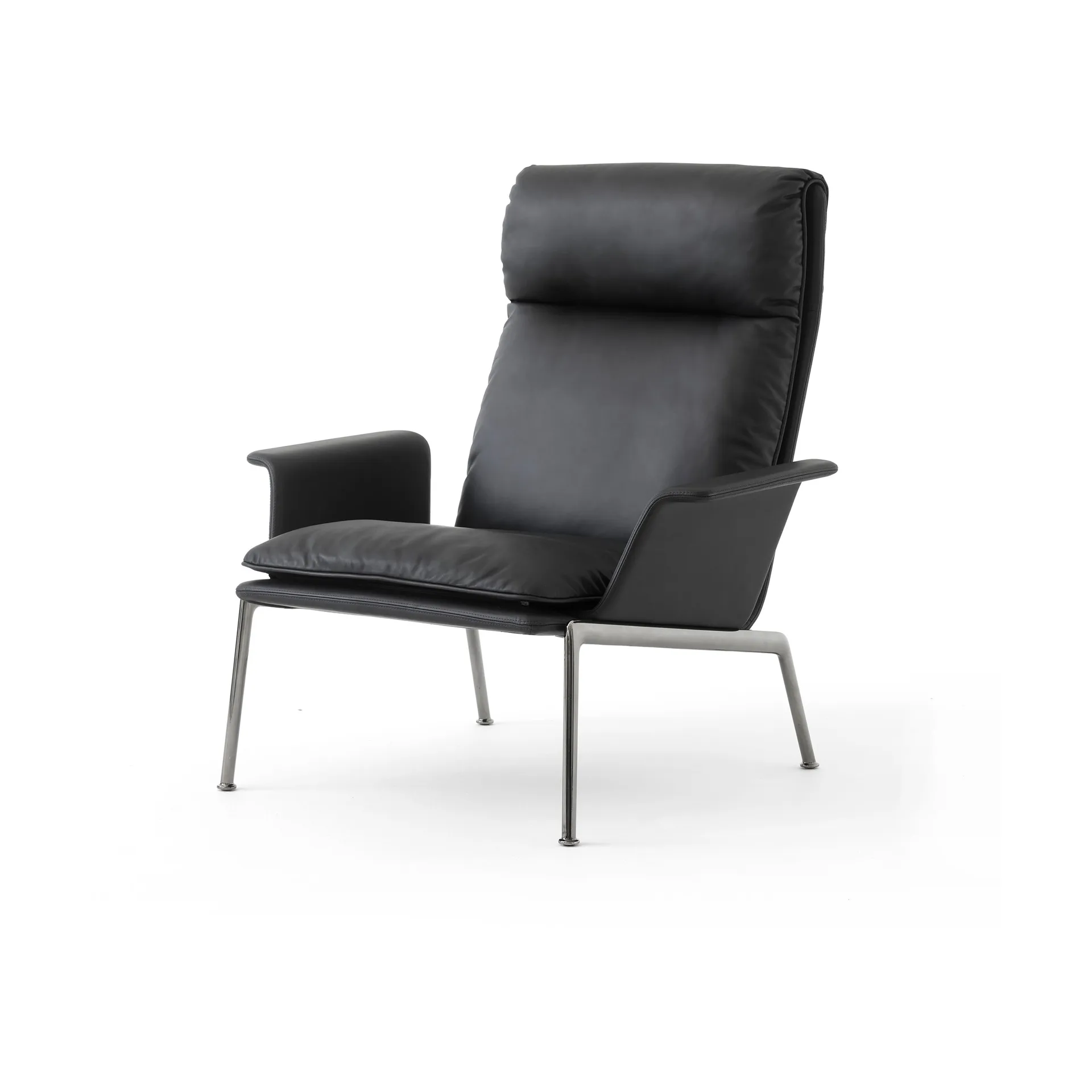 Muno LN17 High back fotel lounge, Dark chrome-Black &Tradition
