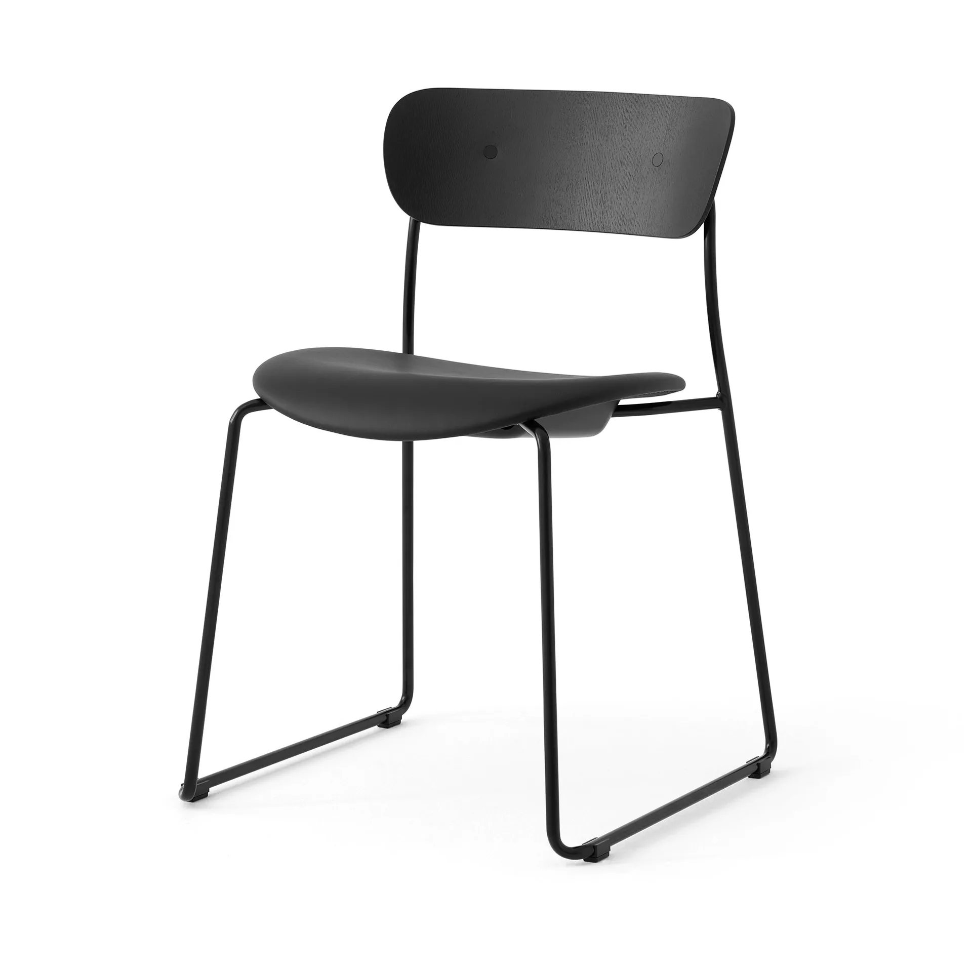 Pavilion AV52 krzesło z tapicerowanym siedziskiem, Black-Noble leather Black &Tradition