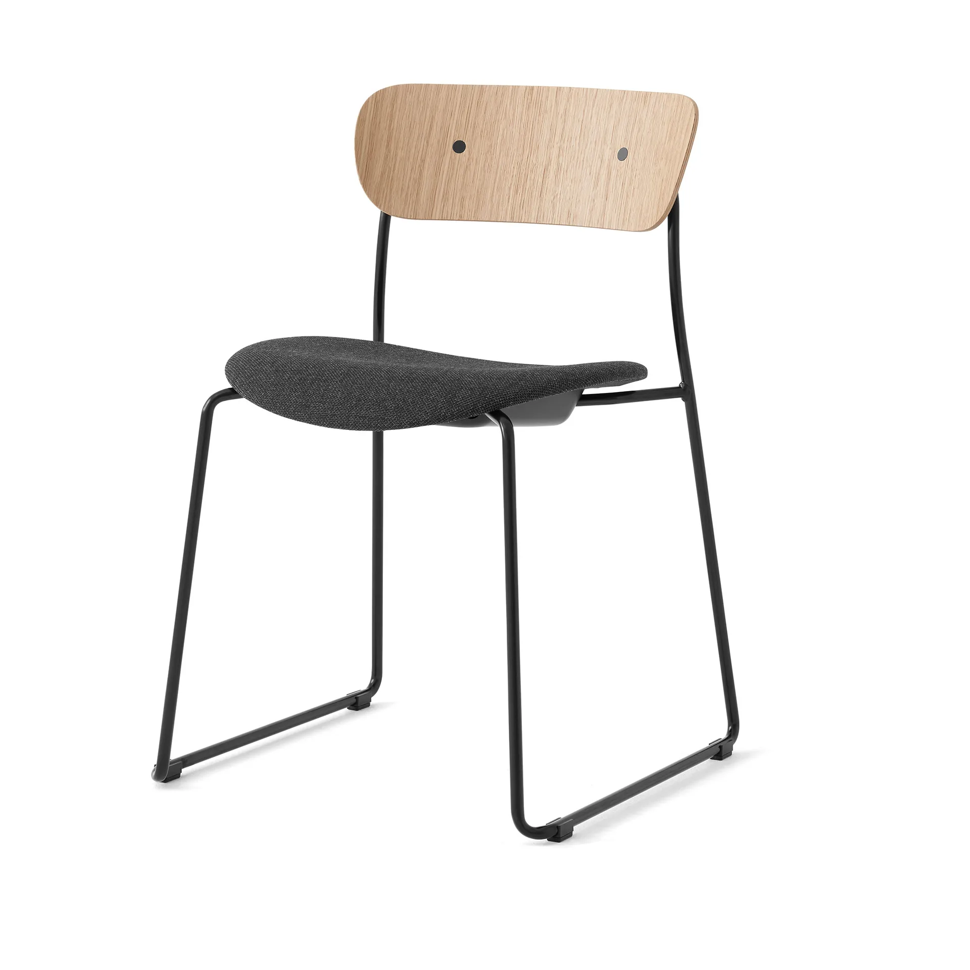 Pavilion AV52 krzesło z tapicerowanym siedziskiem, Black-Re-wool 0198 &Tradition