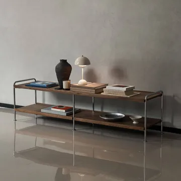 Półka konsola Alima NDS4 - Orzech lakierowany-chrom, 162x42x38 cm - &Tradition