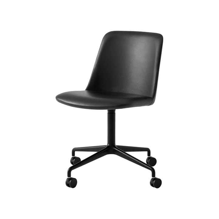 Rely HW23 krzesło biurowe - Skórzany silk black, czarny stojak - &Tradition