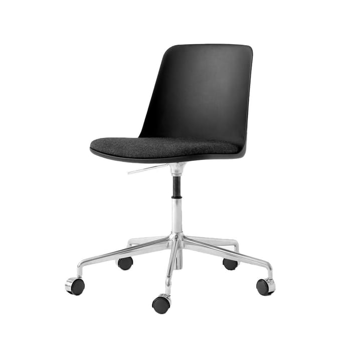 Rely HW29 krzesło biurowe - tkanina rewool 198 black-stojak aluminiowy w kolorze czarnym - &Tradition