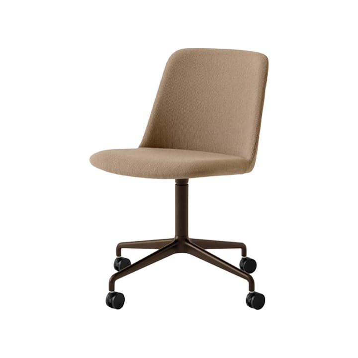 Rely HW30 krzesło biurowe - tkanina re-wool 458 brązowy, stojak aluminiowy - &Tradition