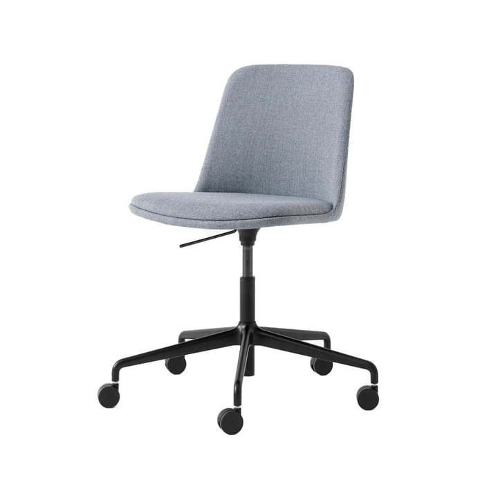 Rely HW31 krzesło biurowe - tkanina re-wool 718 grey, czarny stojak - &Tradition