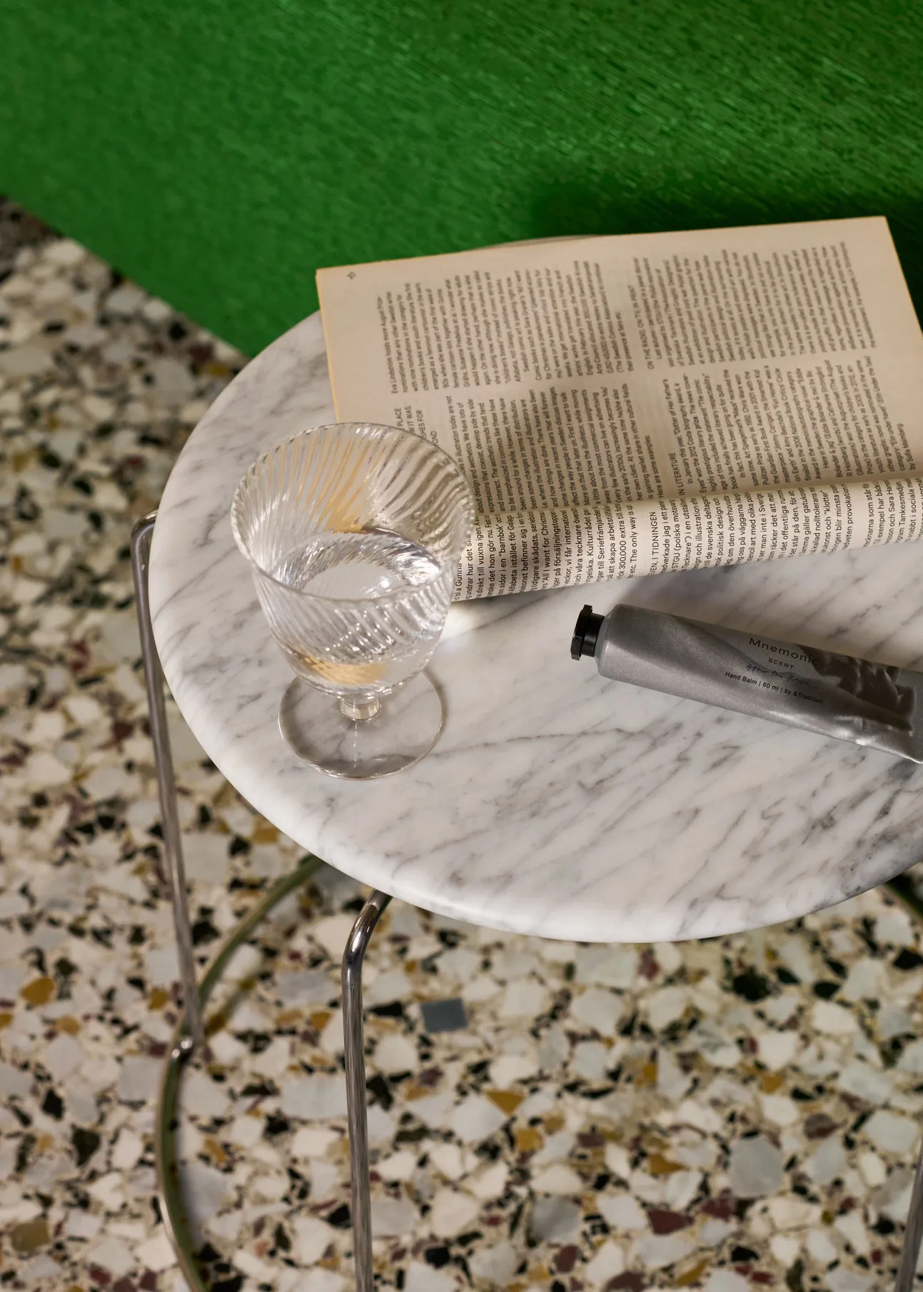 Wire Stool VP11 płyta górna Ø38 cm, Marmur Bianco Carrara &Tradition