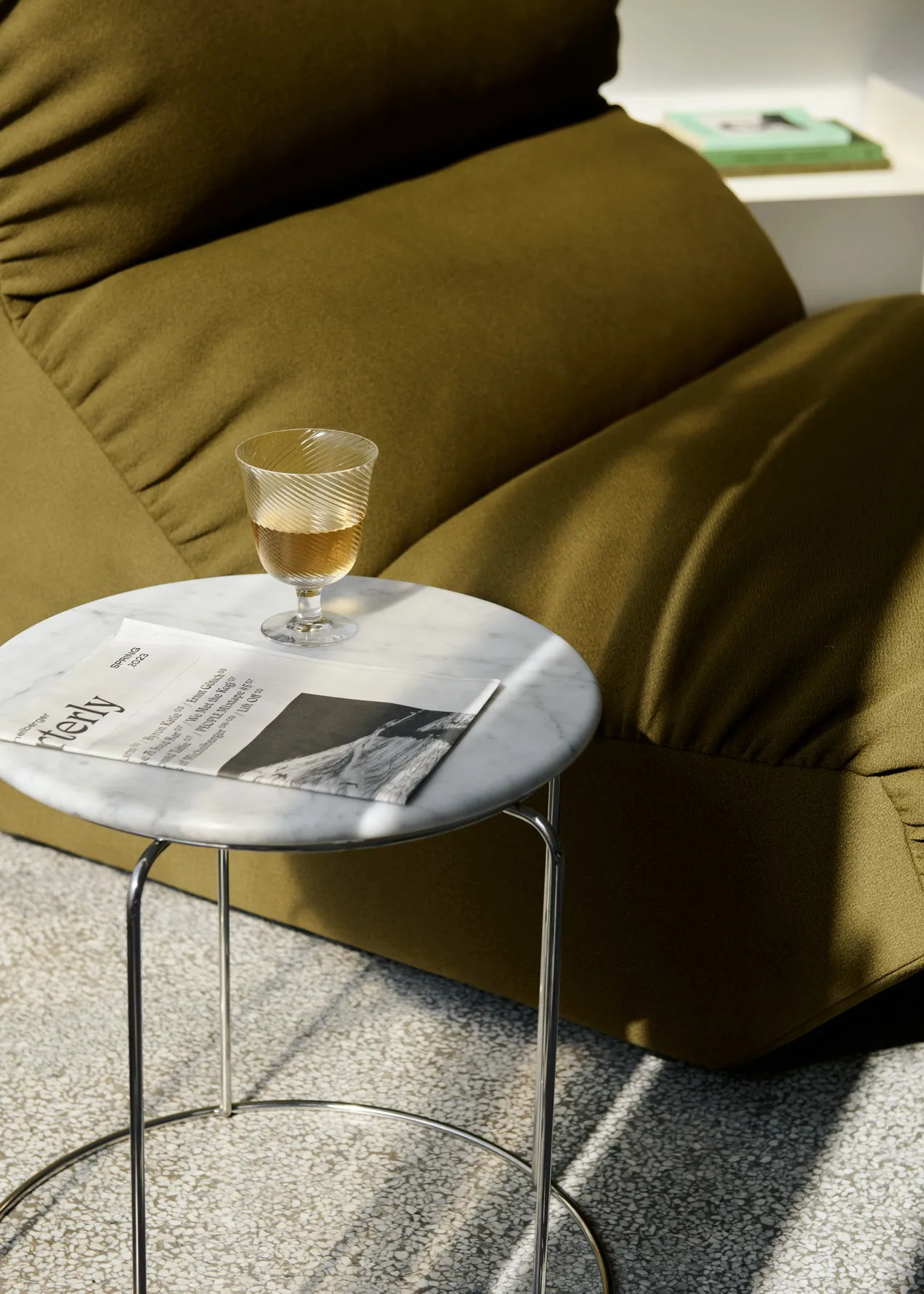 Wire Stool VP11 płyta górna Ø38 cm, Marmur Bianco Carrara &Tradition