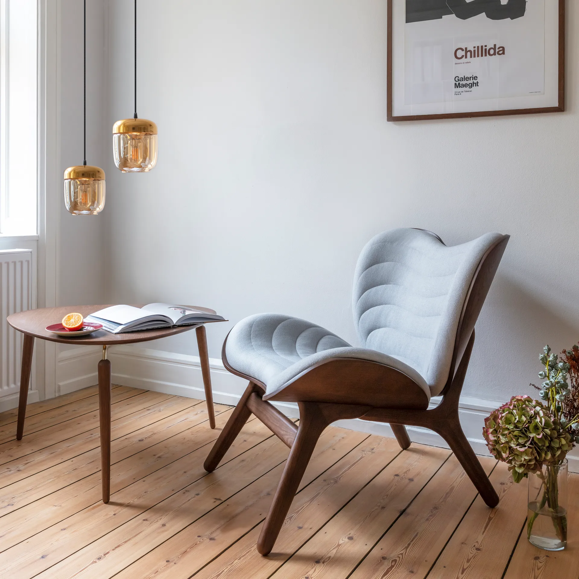 Abażur Acorn bursztynowy, Polerowany mosiądz - bursztyn Umage