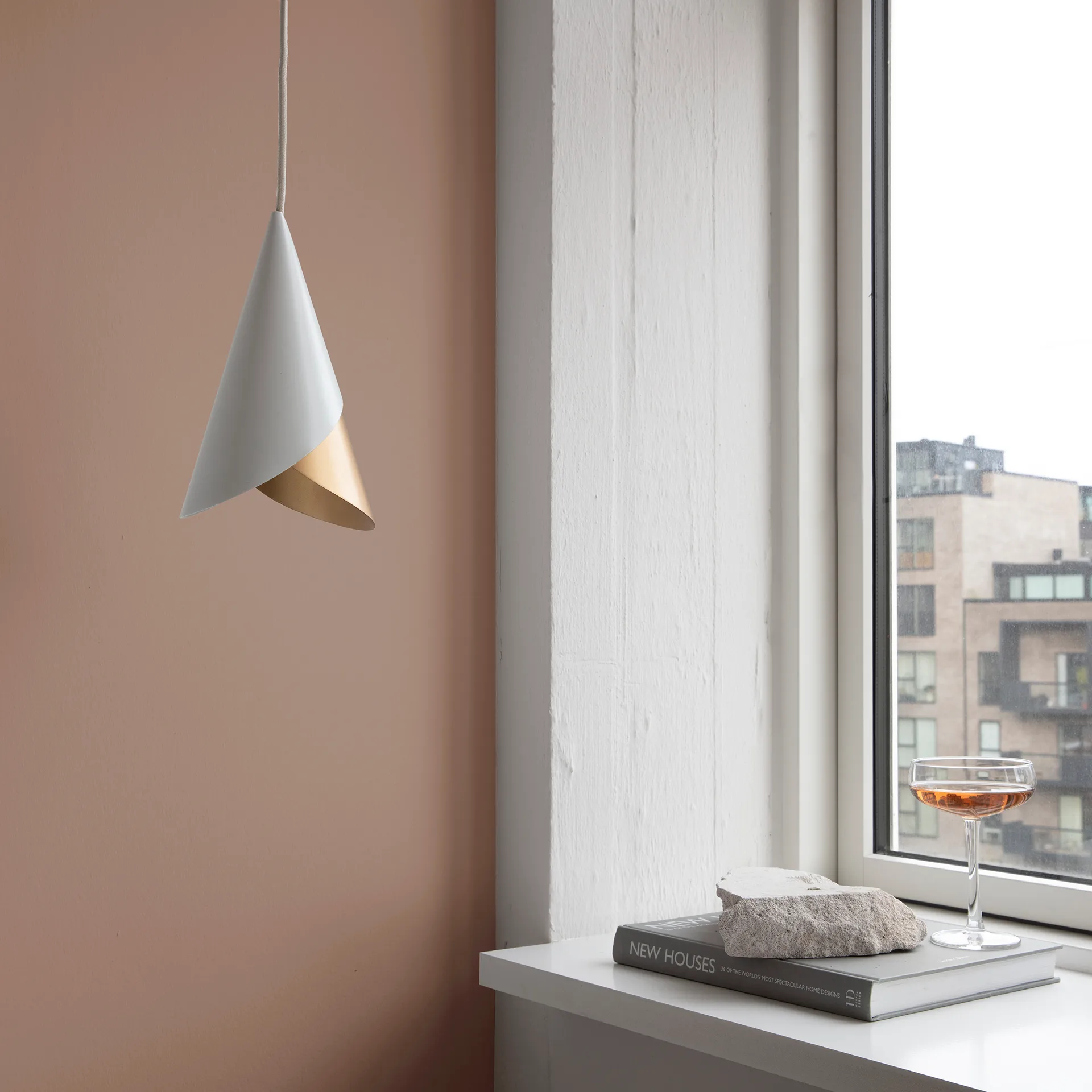 Abażur Cornet, biały, mosiądz Umage