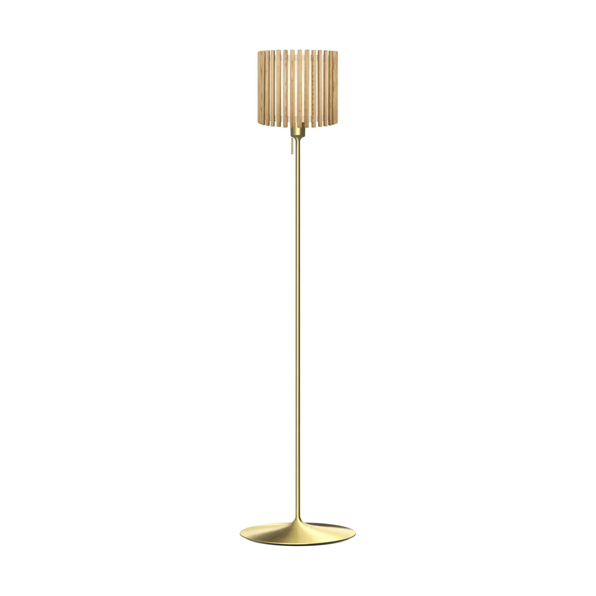 Lampa podłogowa Komorebi średnia, Circle oak-Szczotkowany mosiądz Umage