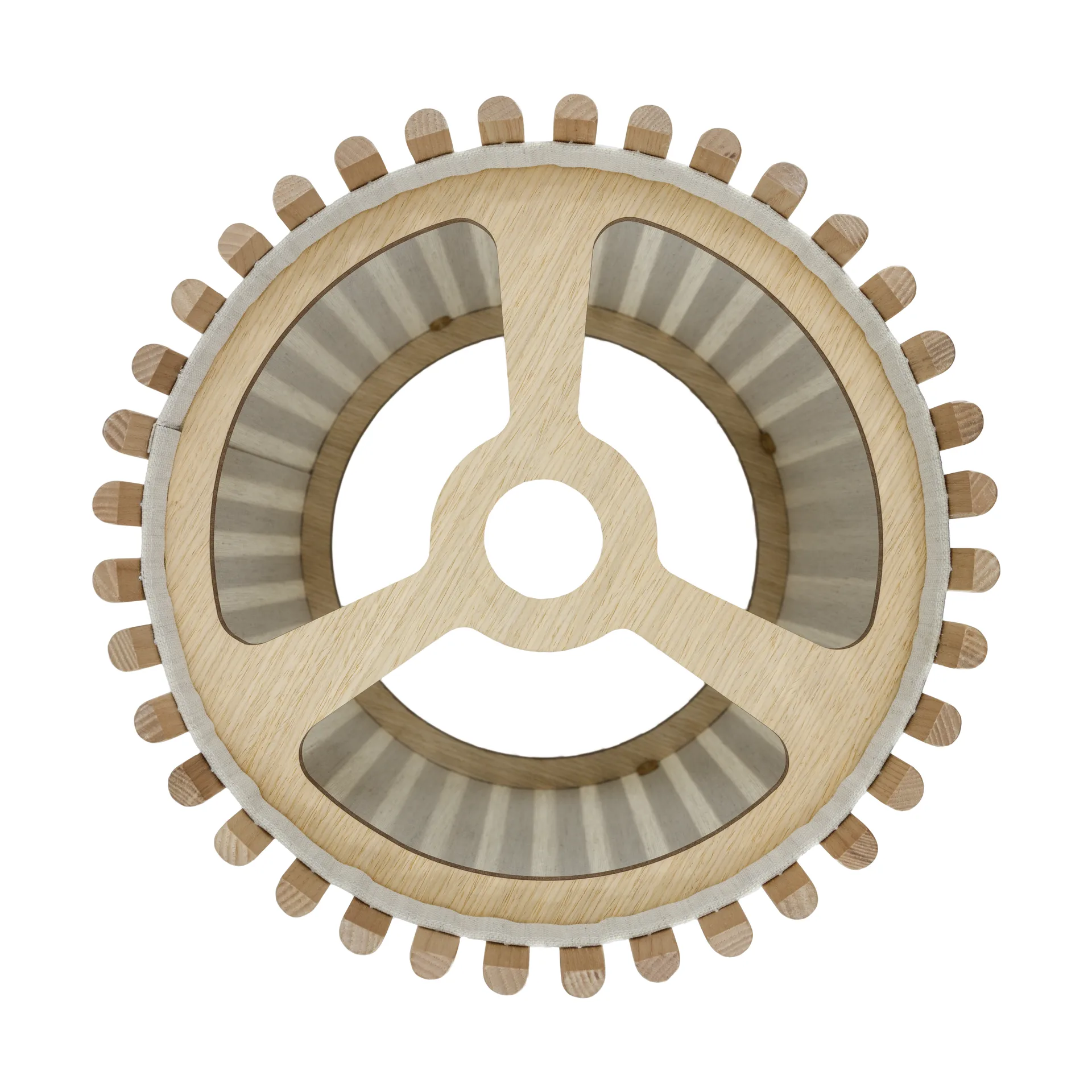 Lampa podłogowa Komorebi średnia, Circle oak-Szczotkowany mosiądz Umage