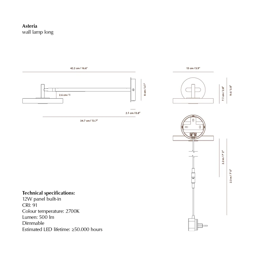 Lampa ścienna Asteria Wall, Long, Nuance orange-chrome Umage