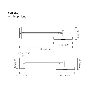 Lampa ścienna Asteria Wall - Long, Polished steel - Umage