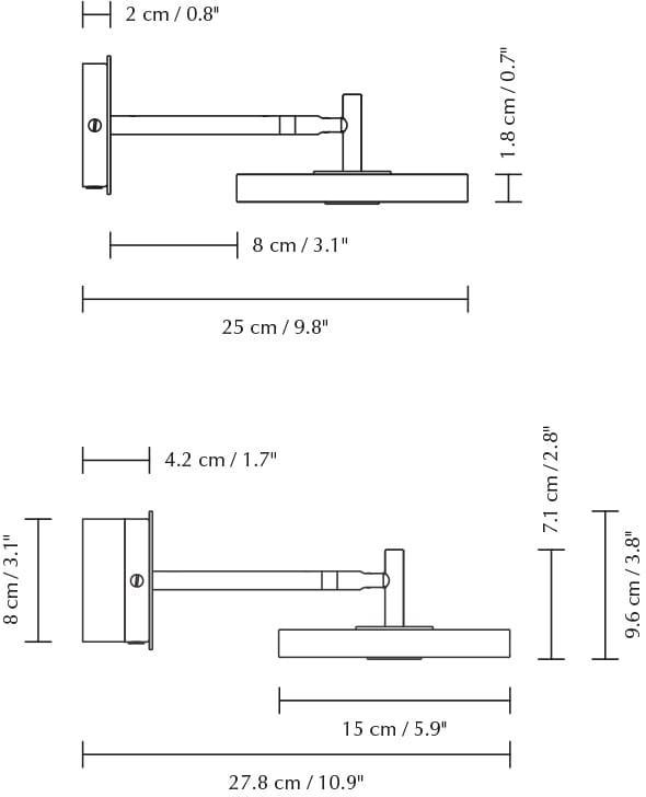 Lampa ścienna Asteria Wall short, Czarny Umage