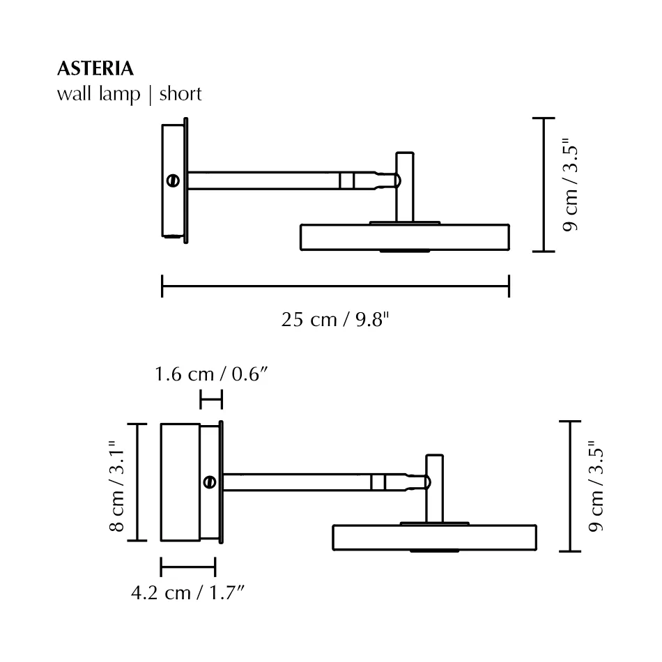 Lampa ścienna Asteria Wall, Short, Polished steel Umage
