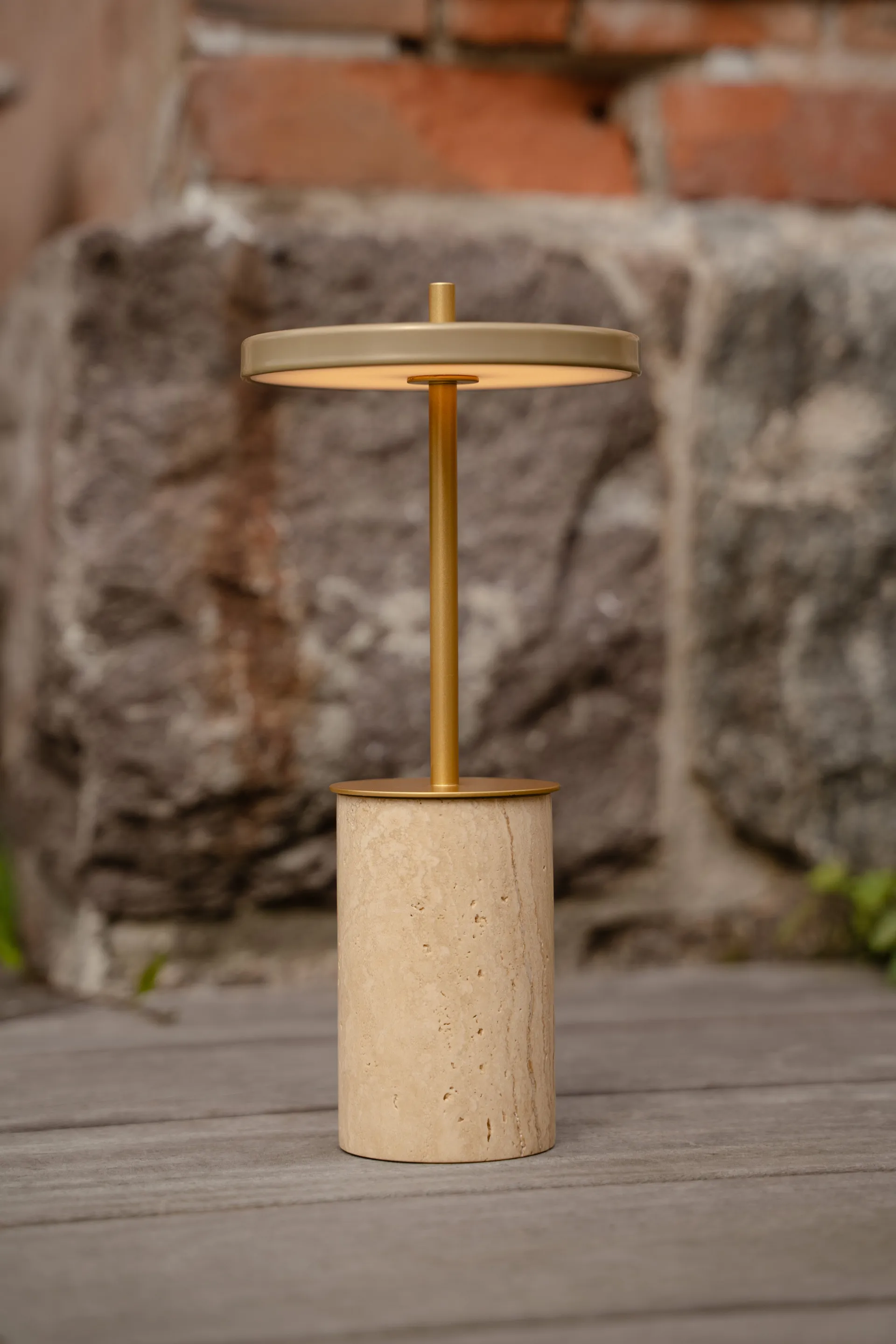 Lampa stołowa Asteria Move Mini Ø12x25,5 cm, Clay Travertine-mosiądz Umage