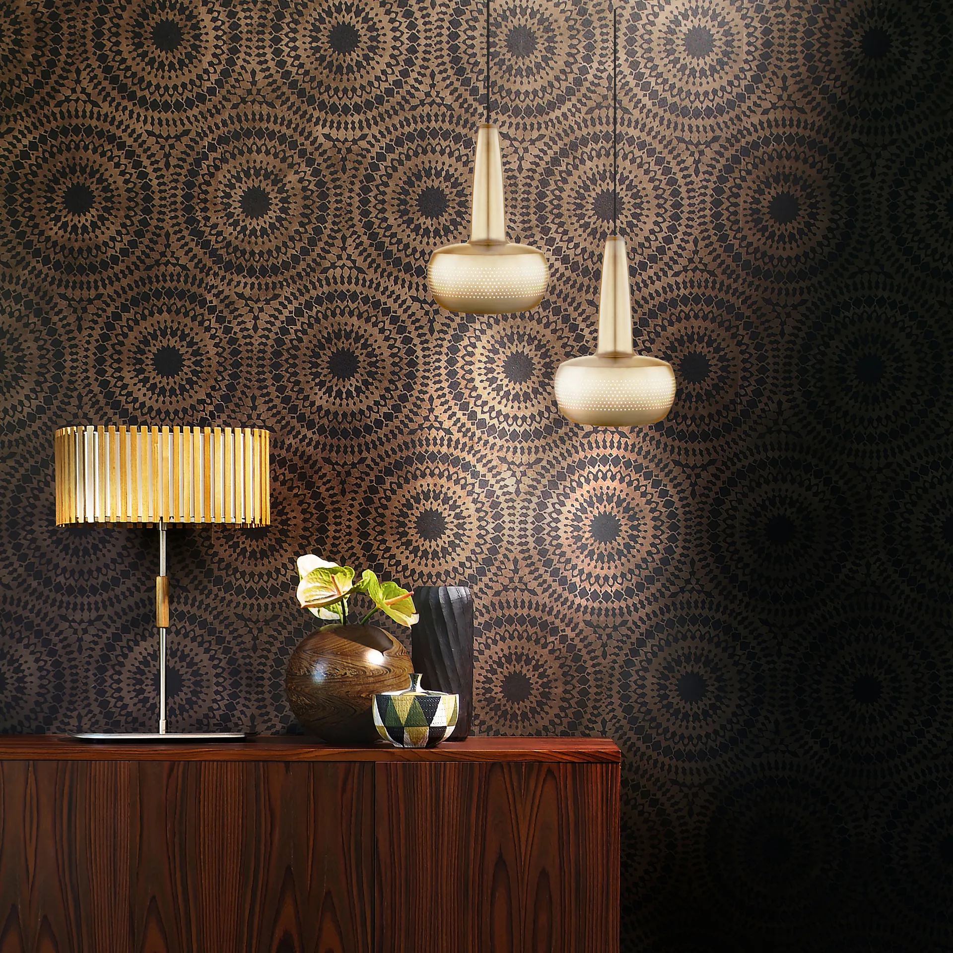 Lampa sufitowa Clava Ø21,5 cm, Mosiądz szczotkowany Umage