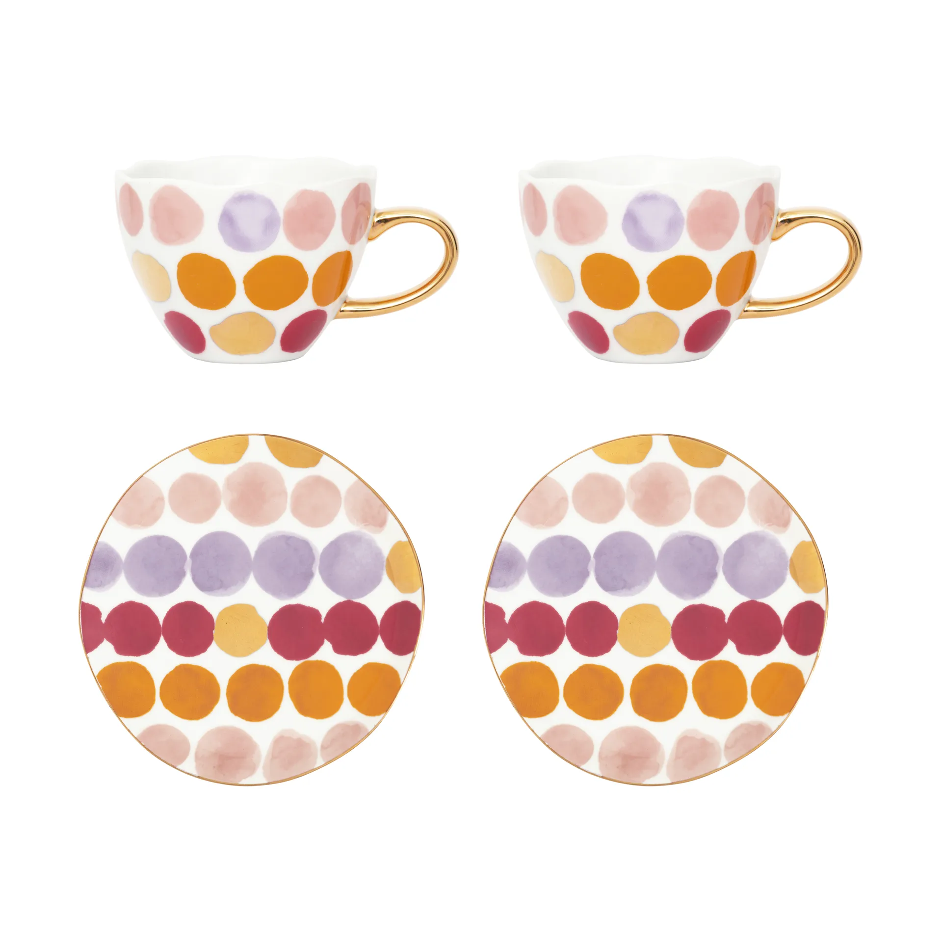 Zestaw filiżanek ze spodkiem Good Morning Cappuccino, 4 części, W kropki URBAN NATURE CULTURE