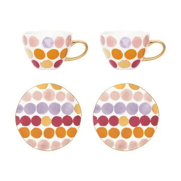 Zestaw filiżanek ze spodkiem Good Morning Cappuccino, 4 części - W kropki - URBAN NATURE CULTURE