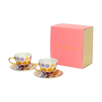 Zestaw filiżanek ze spodkiem Good Morning Cappuccino, 4 części - W kropki - URBAN NATURE CULTURE