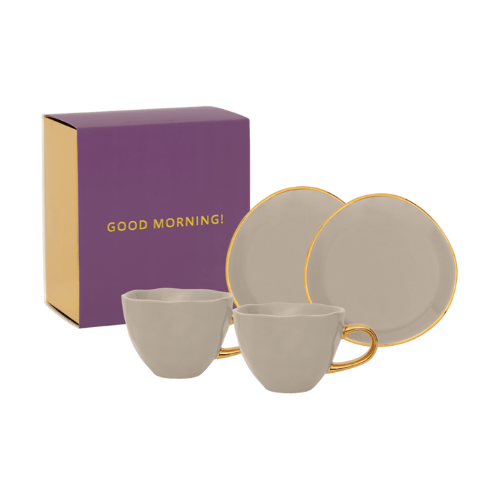 Zestaw prezentowy Good Morning Kubek i spodek Cappuccino, 2 szt, Gray morn URBAN NATURE CULTURE