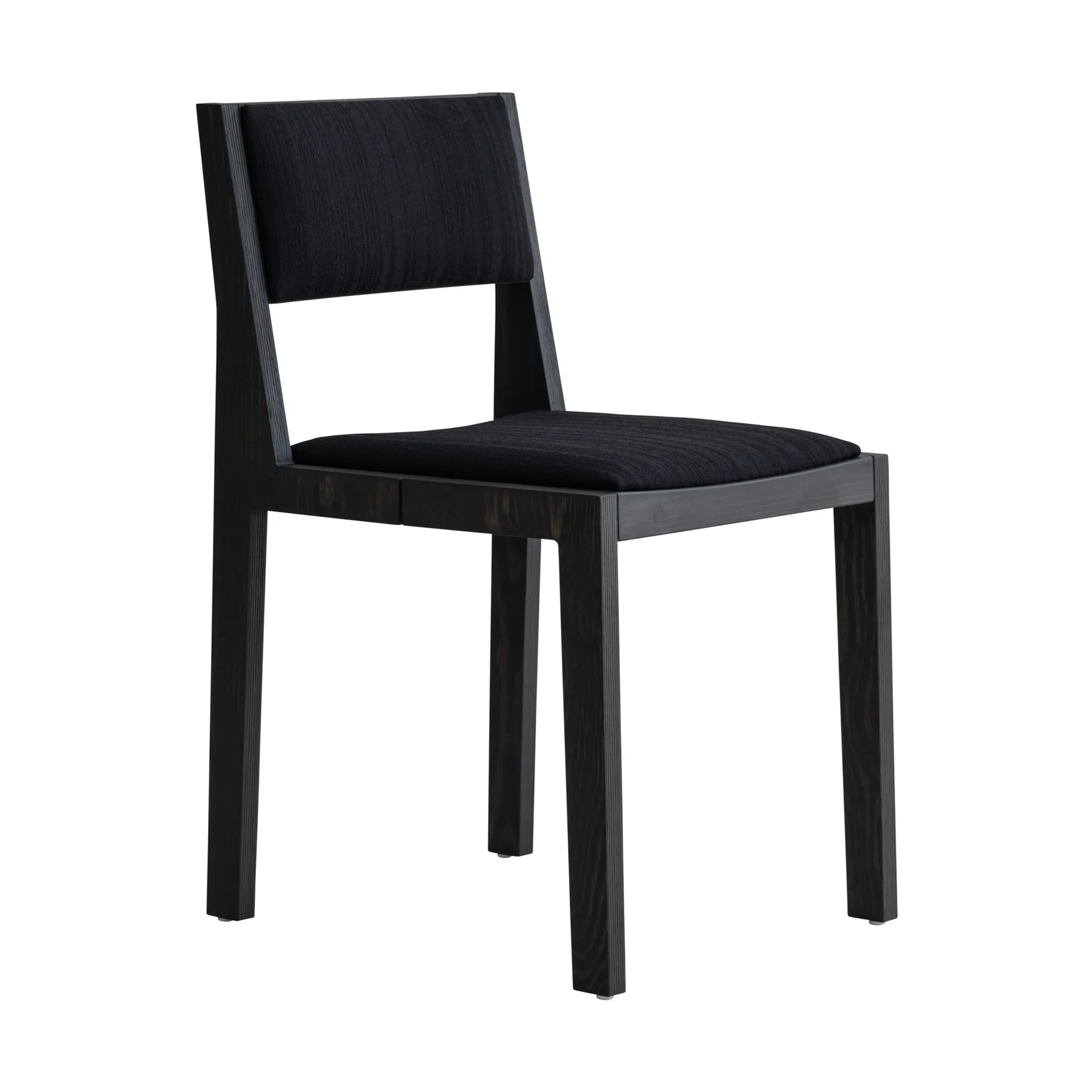 Krzesło 016 Maasto Dining Chair, Sosna barwiona na czarno, przód tapicerowany na czarno Vaarnii