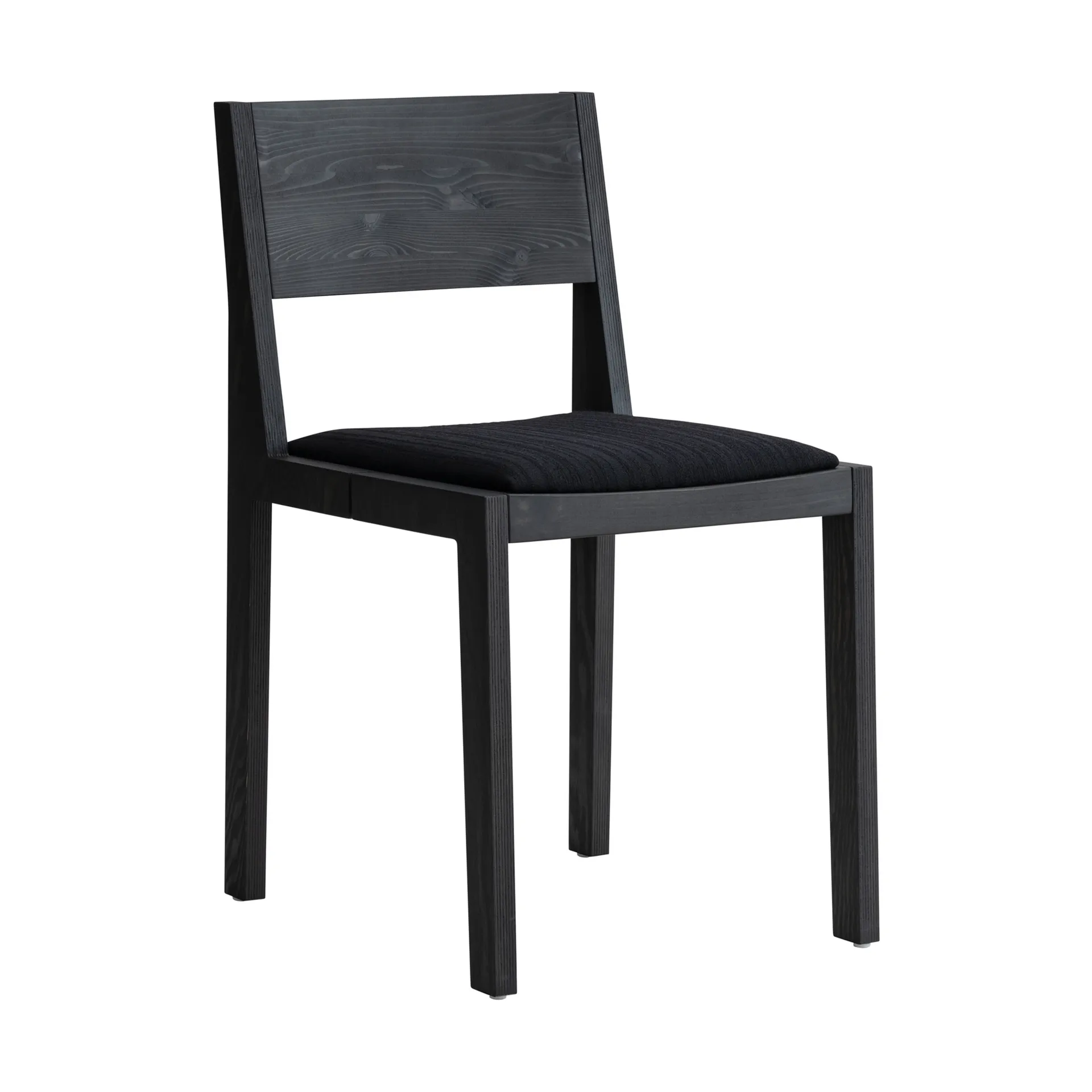 Krzesło 016 Maasto Dining Chair, Sosna bejcowana na czarno, siedzisko tapicerowane na czarno Vaarnii