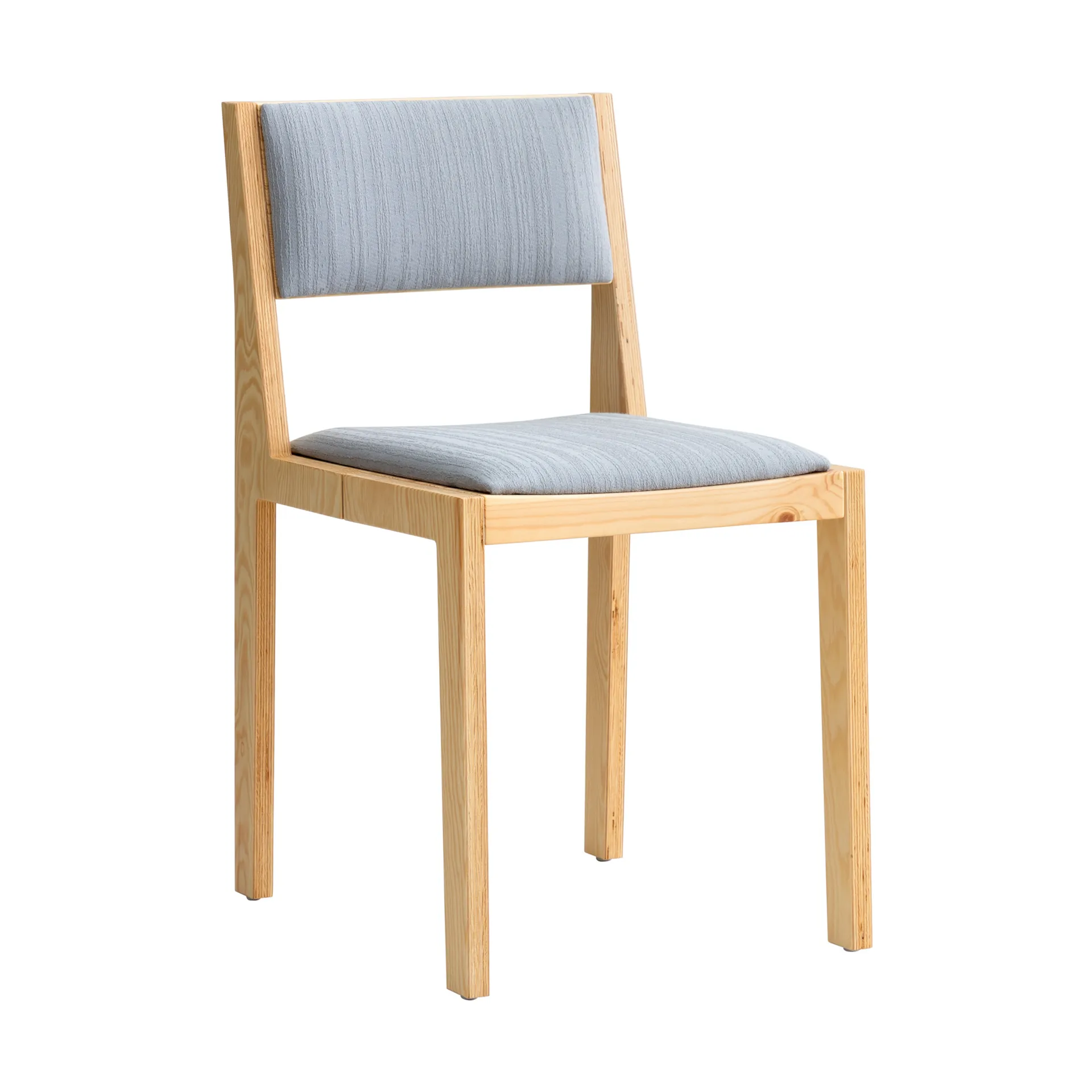 Krzesło 016 Maasto Dining Chair, Sosna olejowana i woskowana, matowe, przód tapicerowany na szaro Vaarnii
